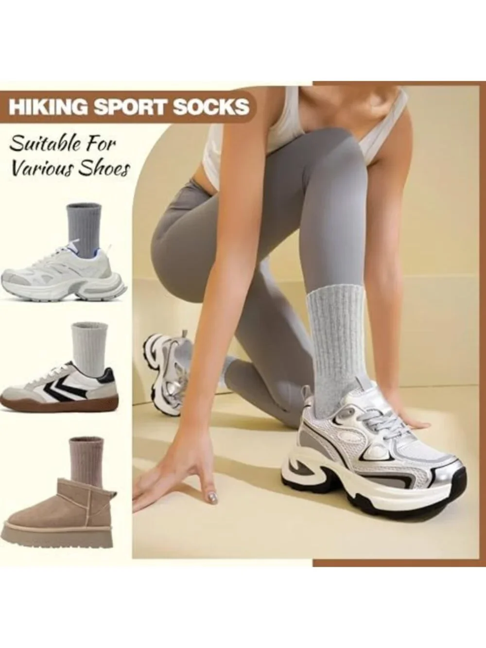 Cozy Merino Wool Hiking Socks for Women - Thermal Warm Thick Boot Crew 5 Pairs